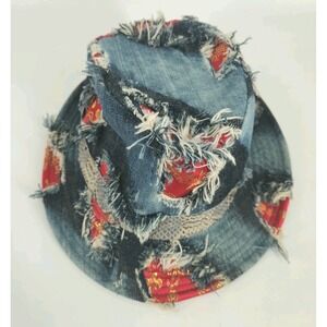 Dream Control Men's Denim Snakeskin Fedora Size L/XL Y2K Retro